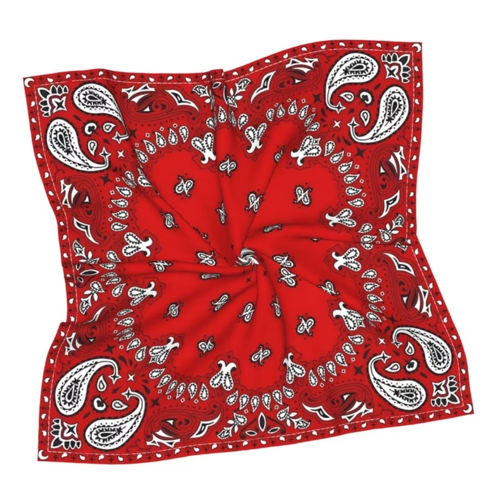 Red and White Paisley Bandana Classic Western Boho Square